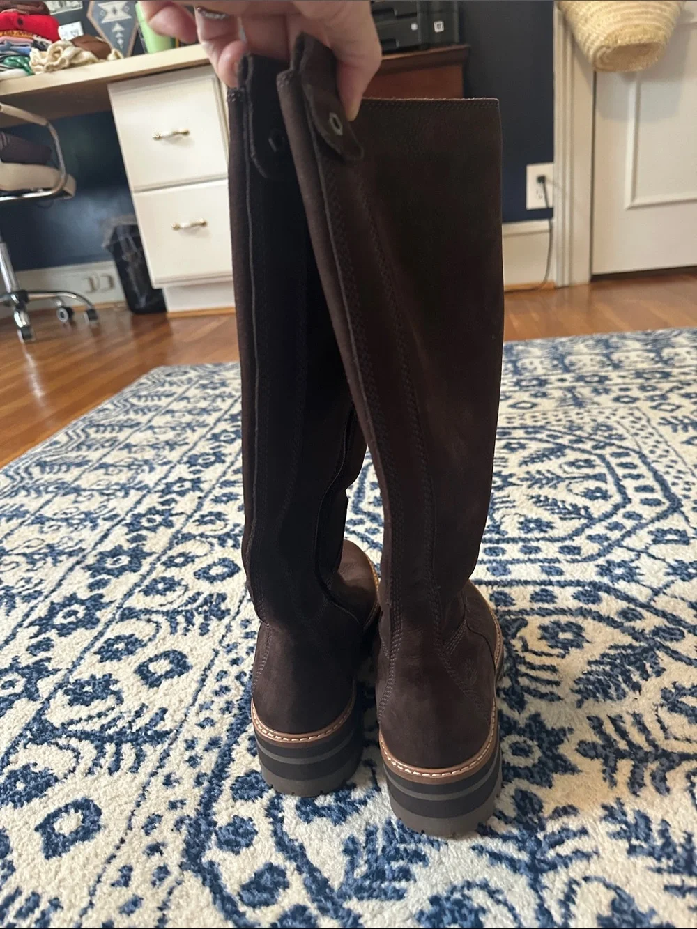 Timberland Courmayeur Dark Brown Suede Knee-High Lug Sole Boots
